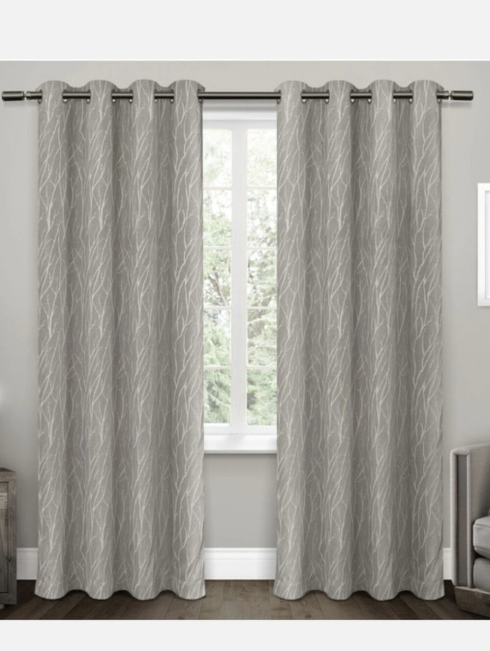 Exclusive Home Forest Hill Set of 2 Ash Grey 52 X 84 Curtain Panels, Linen Look